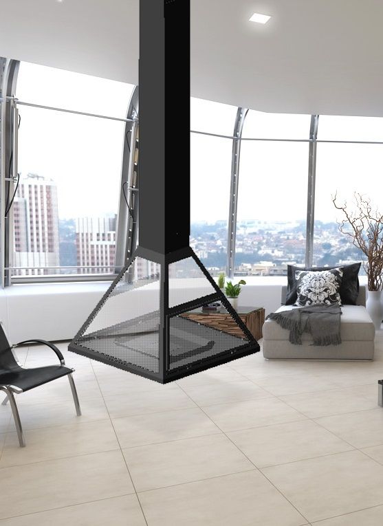 Подвесной камин в интерьере