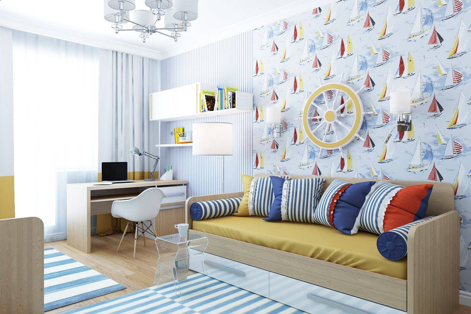 Детские обои для мальчиков: фотообои в интерьере, с тачками, кораблями, трансформерами