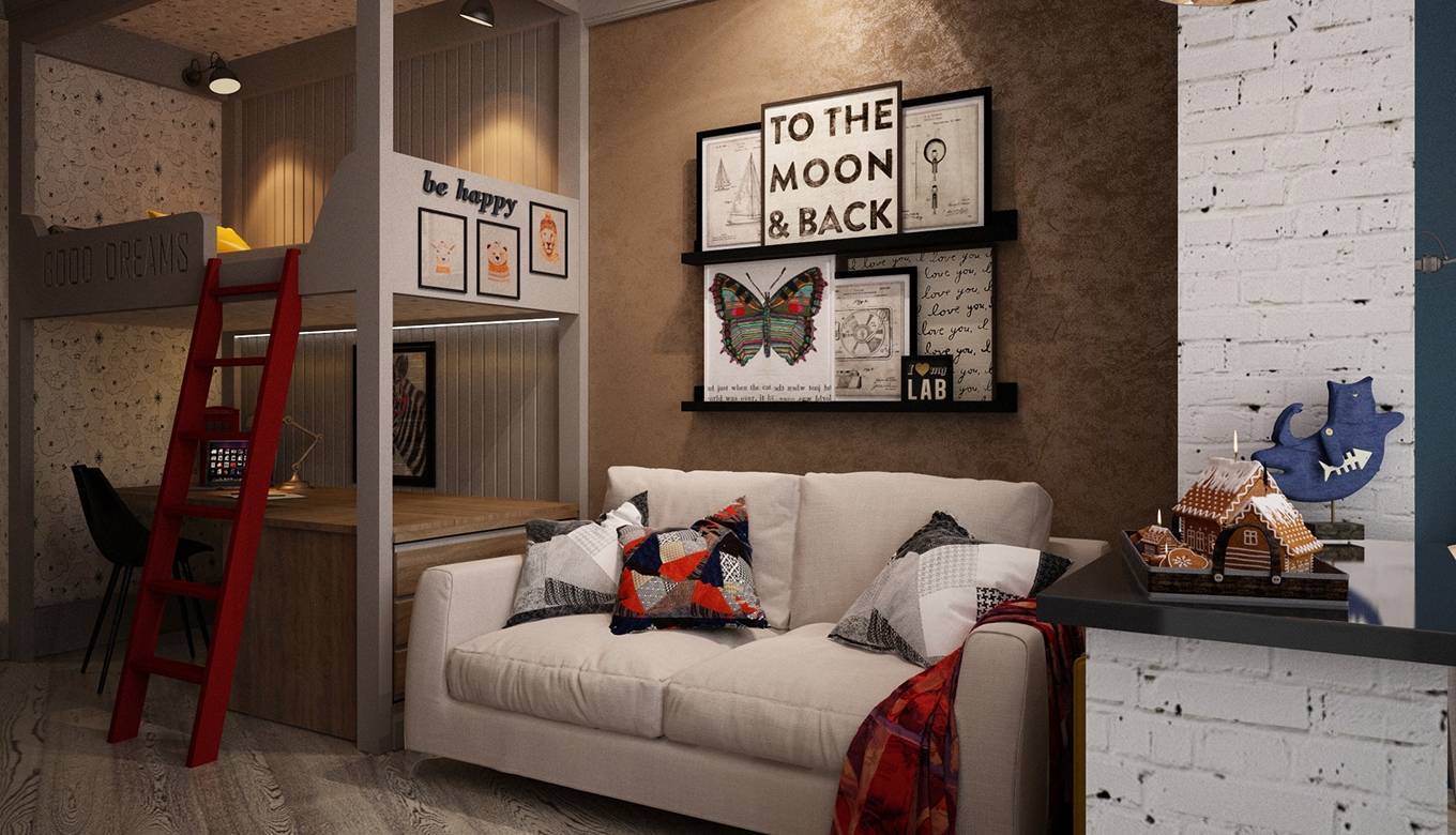 Детская комната в стиле лофт для мальчика-подростка или девочки: фото интерьера